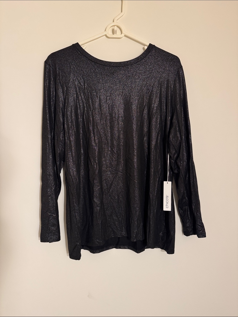 Chico's Metallic Black Long-Sleeve Tee